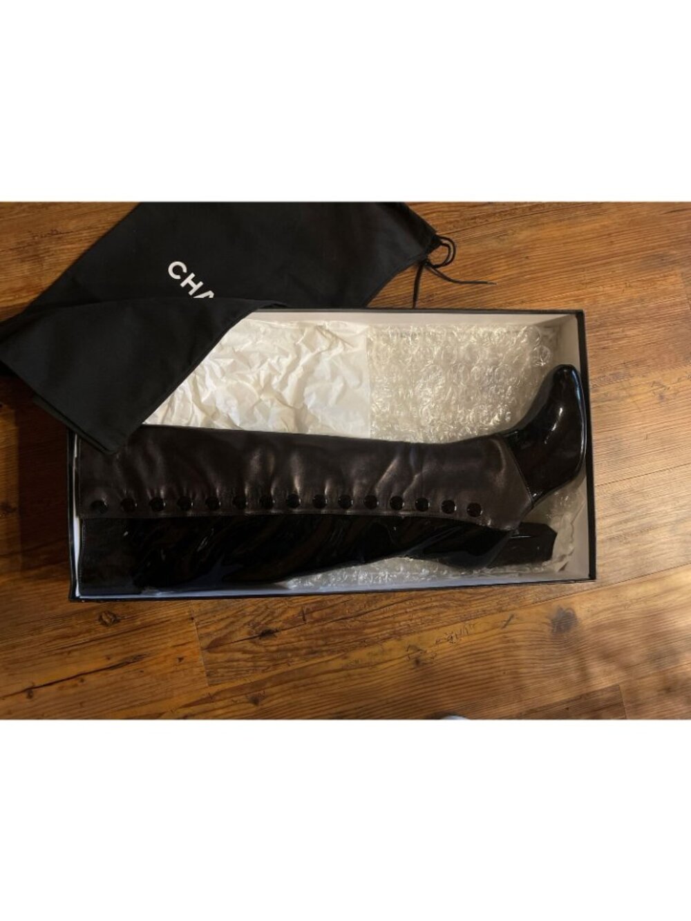 Chanel Karl Lagerfeld Runway Leather Button Boots Black Brown 10/40 New in Box - Picture 3 of 10